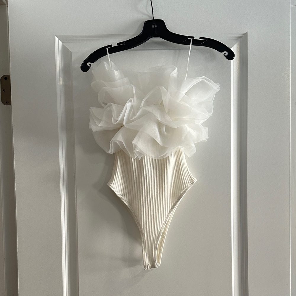 Zara Cream Ribbed Top